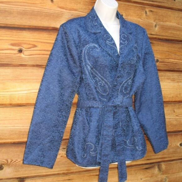 NWOT Blue Brocade Jacket - Picture 2 of 8